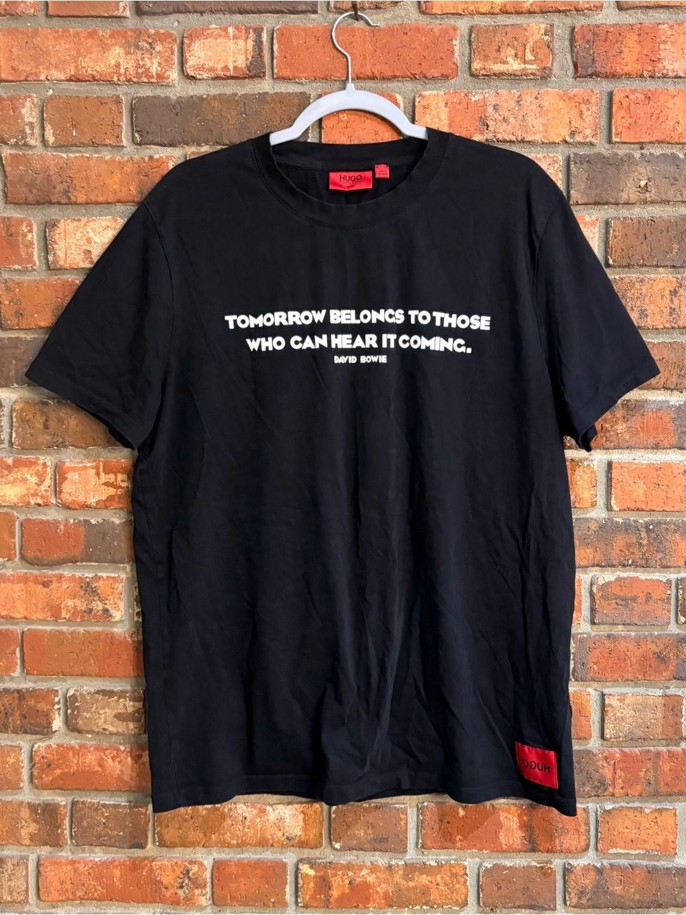 Hugo X David Bowie mens graphic quote tee black XL
